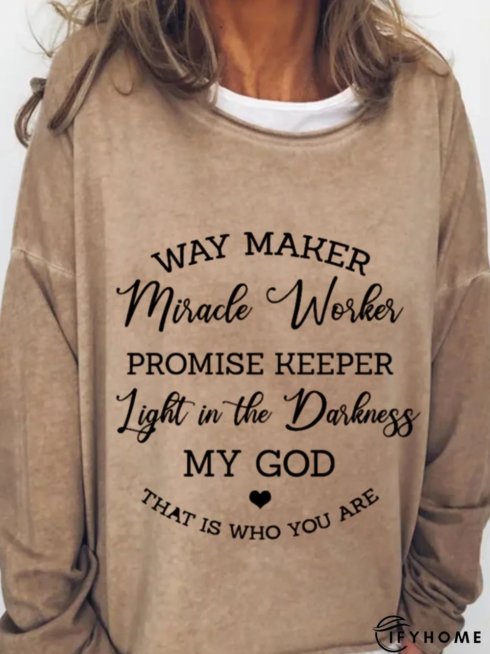 Casual Long Sleeve Round Neck Printed Top Sweatshirt | IFYHOME