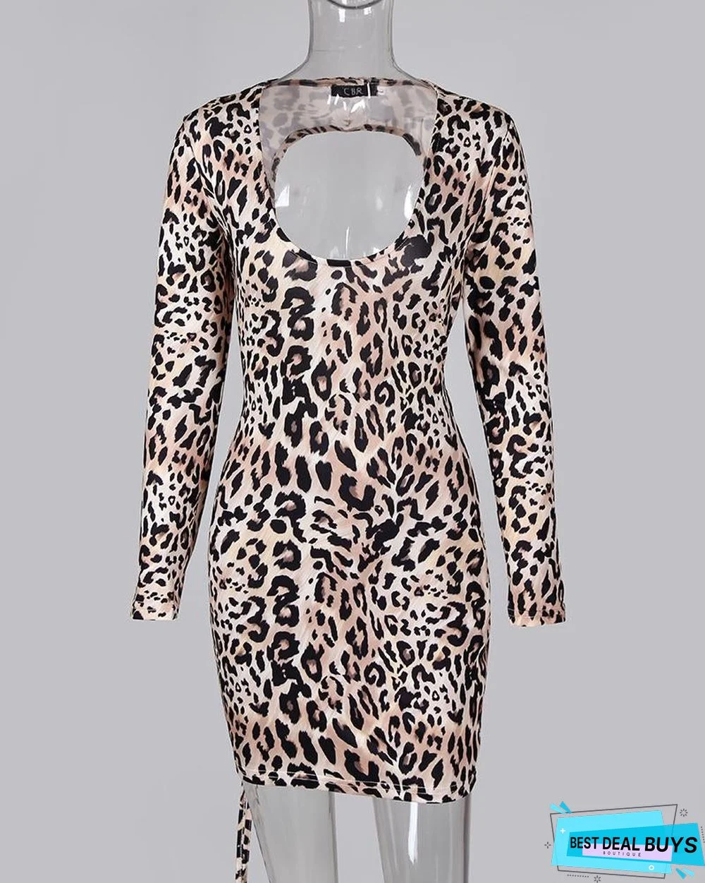 Leopard Lace Up Backless Bodycon Dress