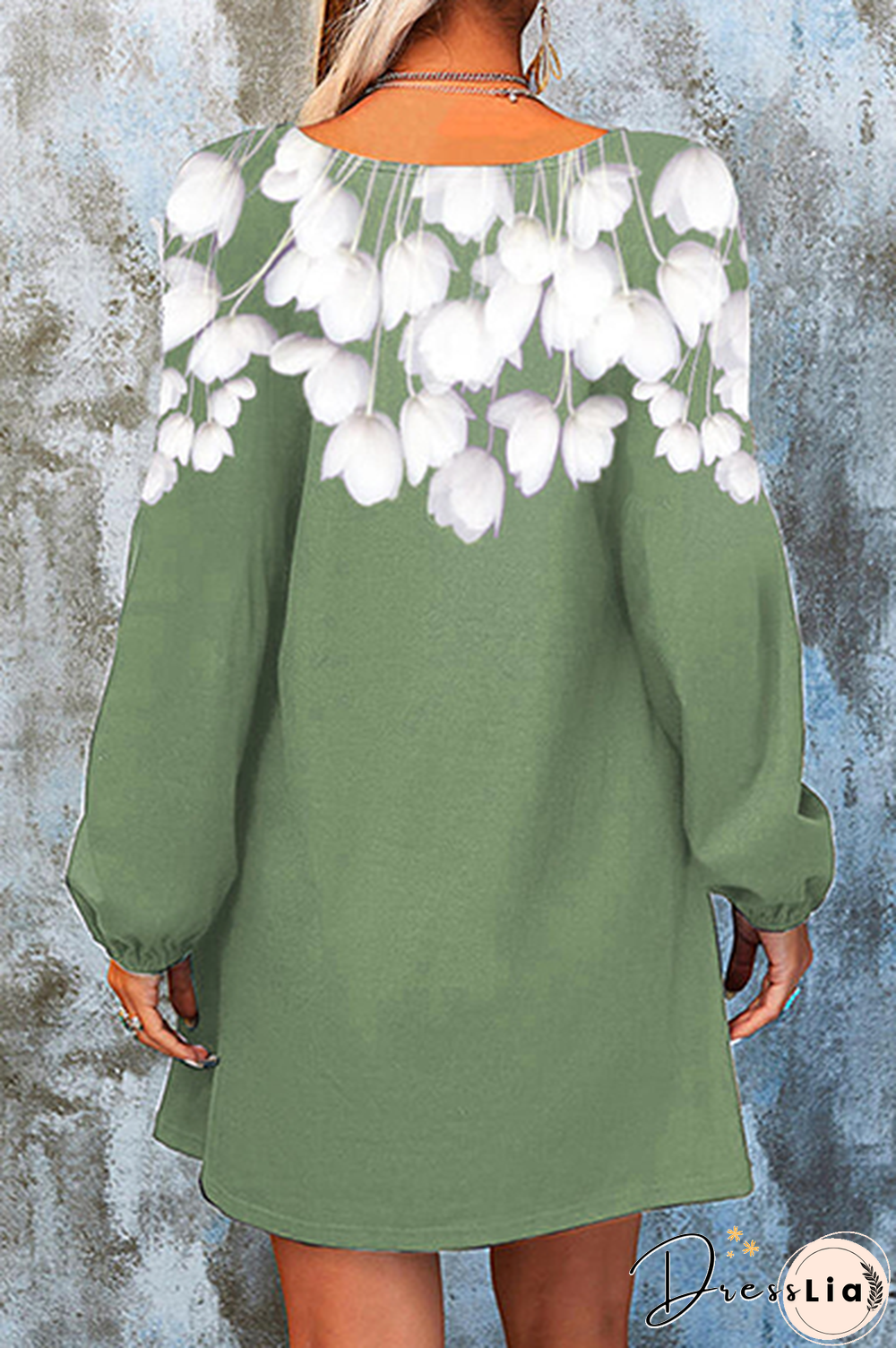 Casual Floral Split Joint  Contrast V Neck A Line Dresses