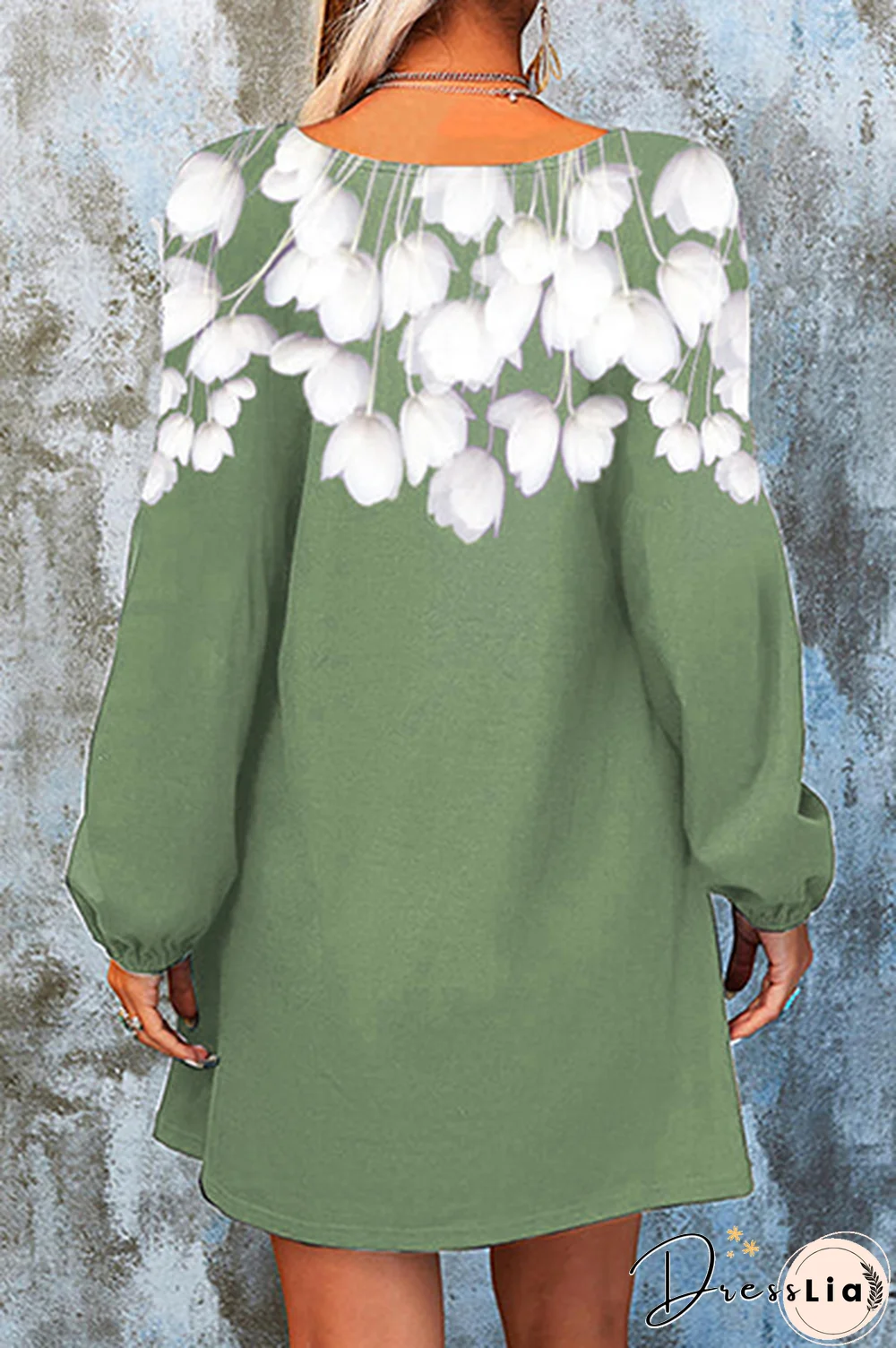 Casual Floral Split Joint  Contrast V Neck A Line Dresses