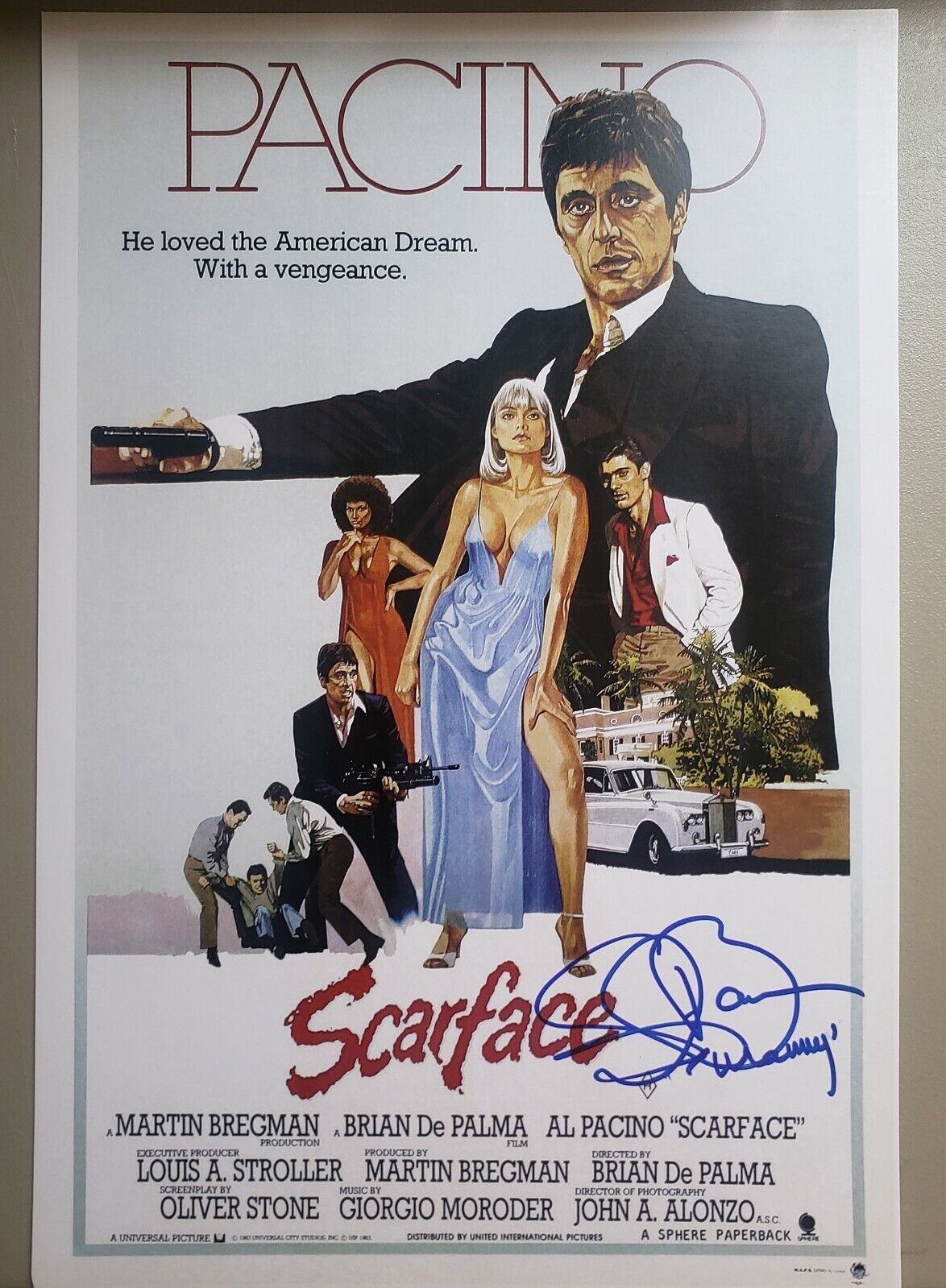 Steven Bauer autograph 12.5x18.5 Poster from Scarface