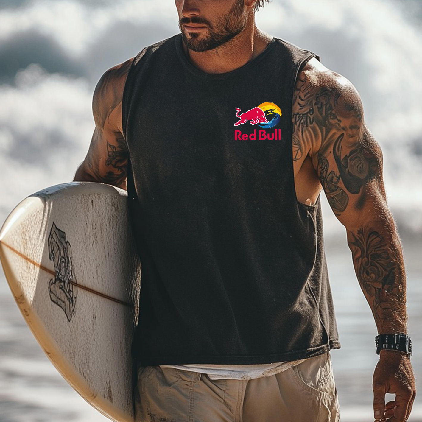 Men's Vintage Surfing Oversized Street Style Print Tank Top / TECHWEAR CLUB / Techwear