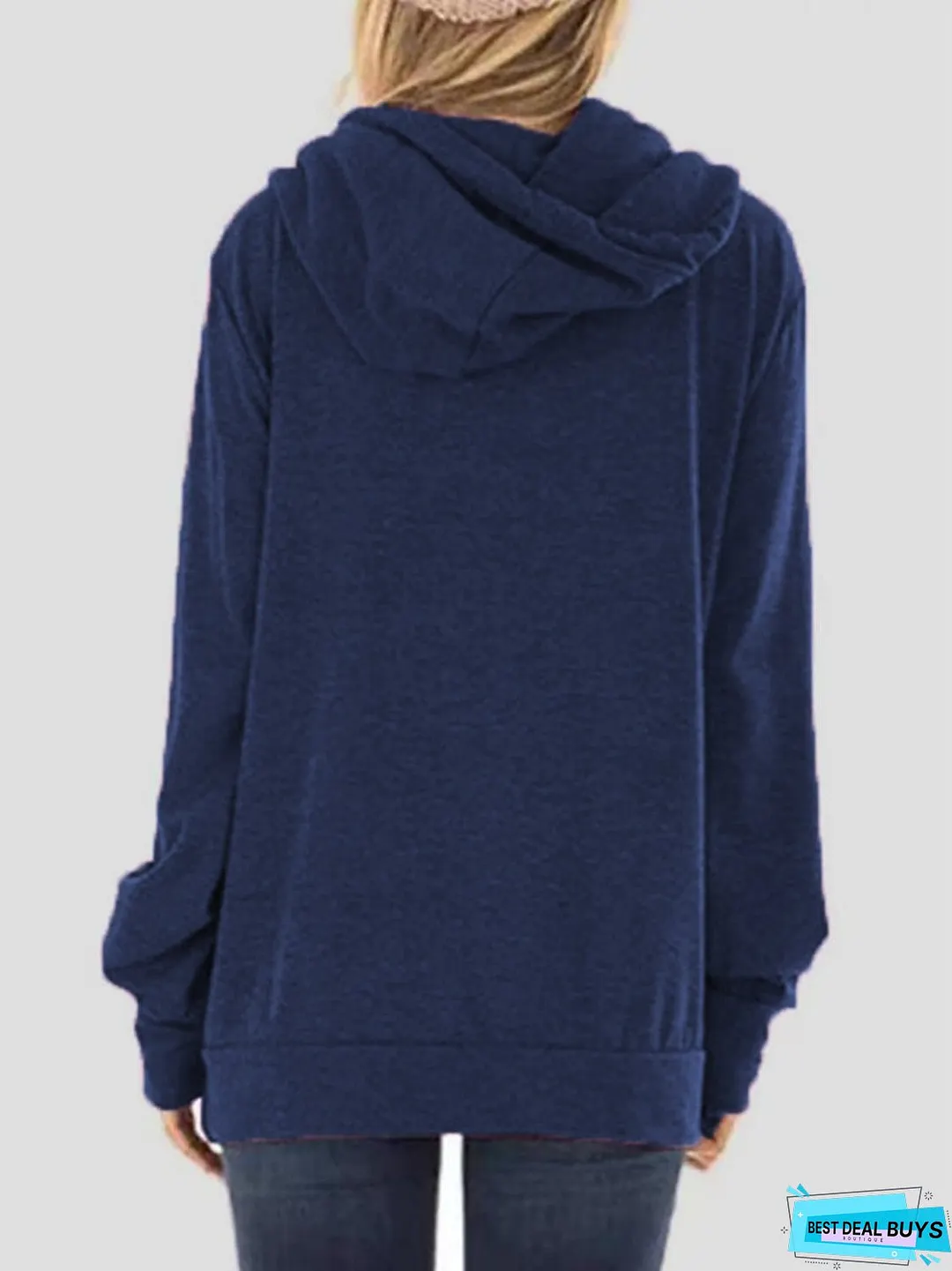 Drawstring Letter Graphic Long Sleeve Hoodie