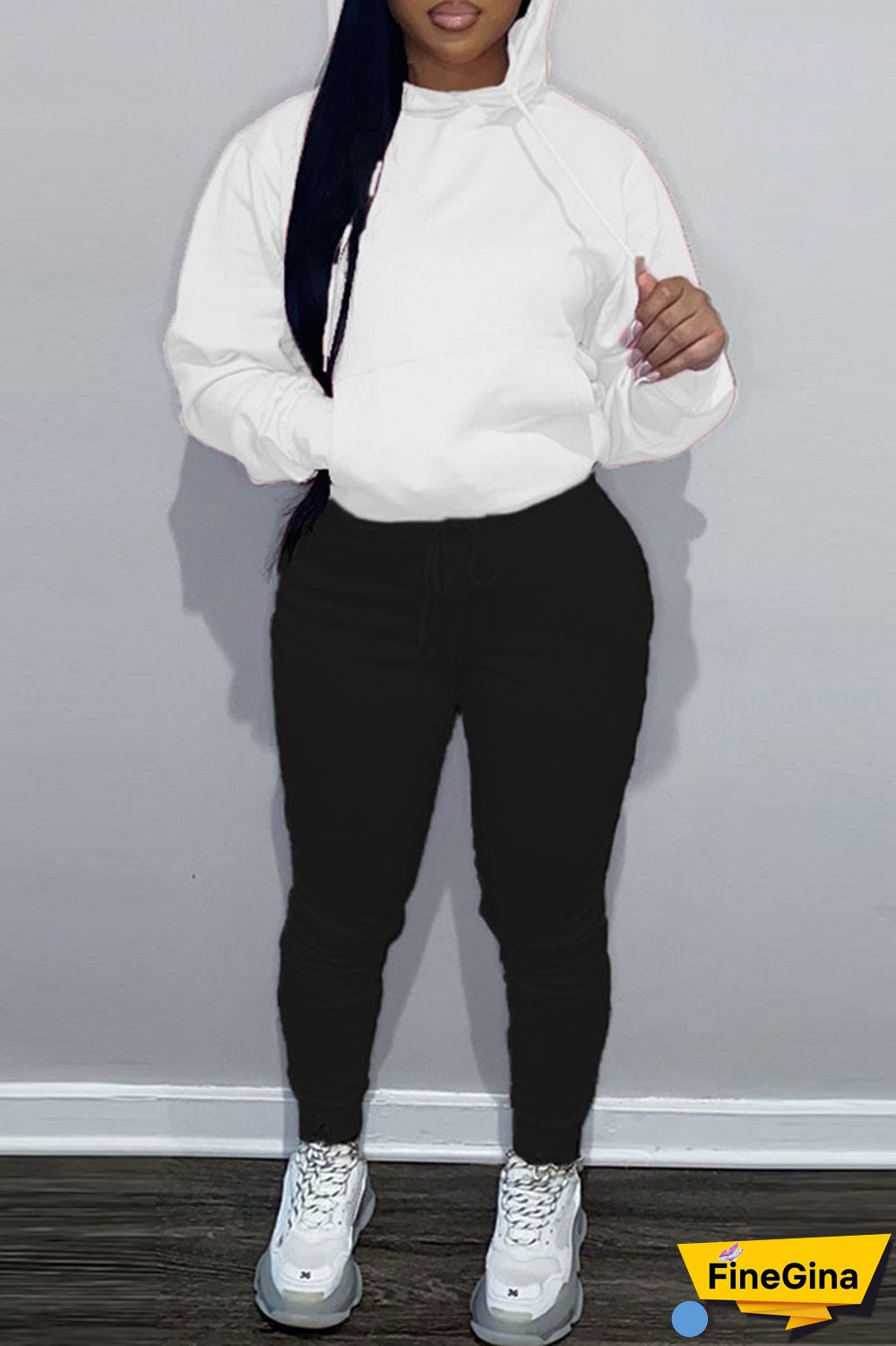 Pink Casual Solid Patchwork Hooded Collar Long Sleeve Two Pieces