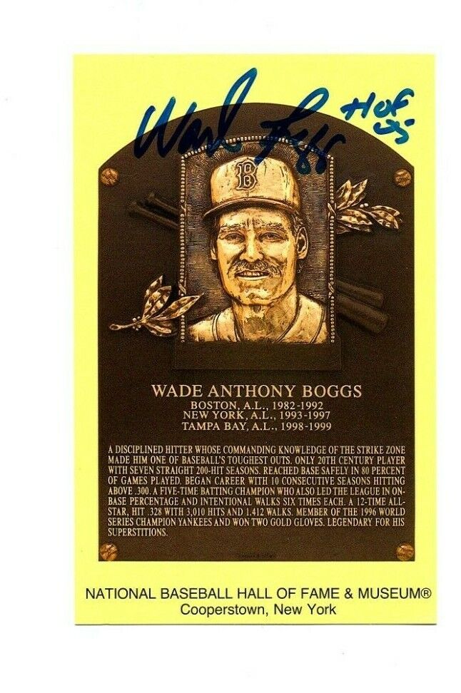 Wade Boggs Signed Hall Of Fame Plaque Postcard HOF 05 Autograph Red Sox Yankees*