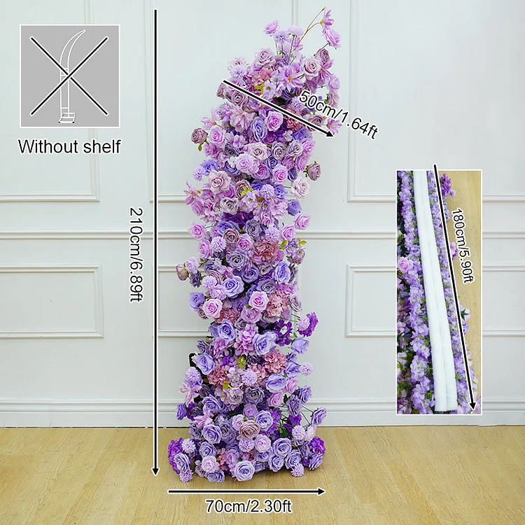 A8690 Purple Floral Arrangement Horn Arch Frame Wedding Decor Props