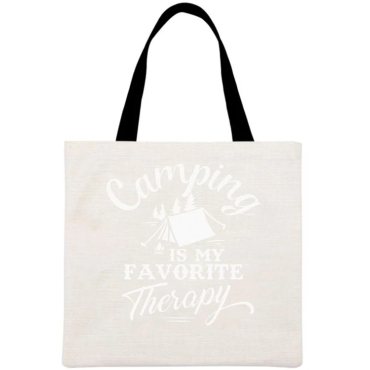 Camping is my favorite therapy Printed Linen Bag-Annaletters