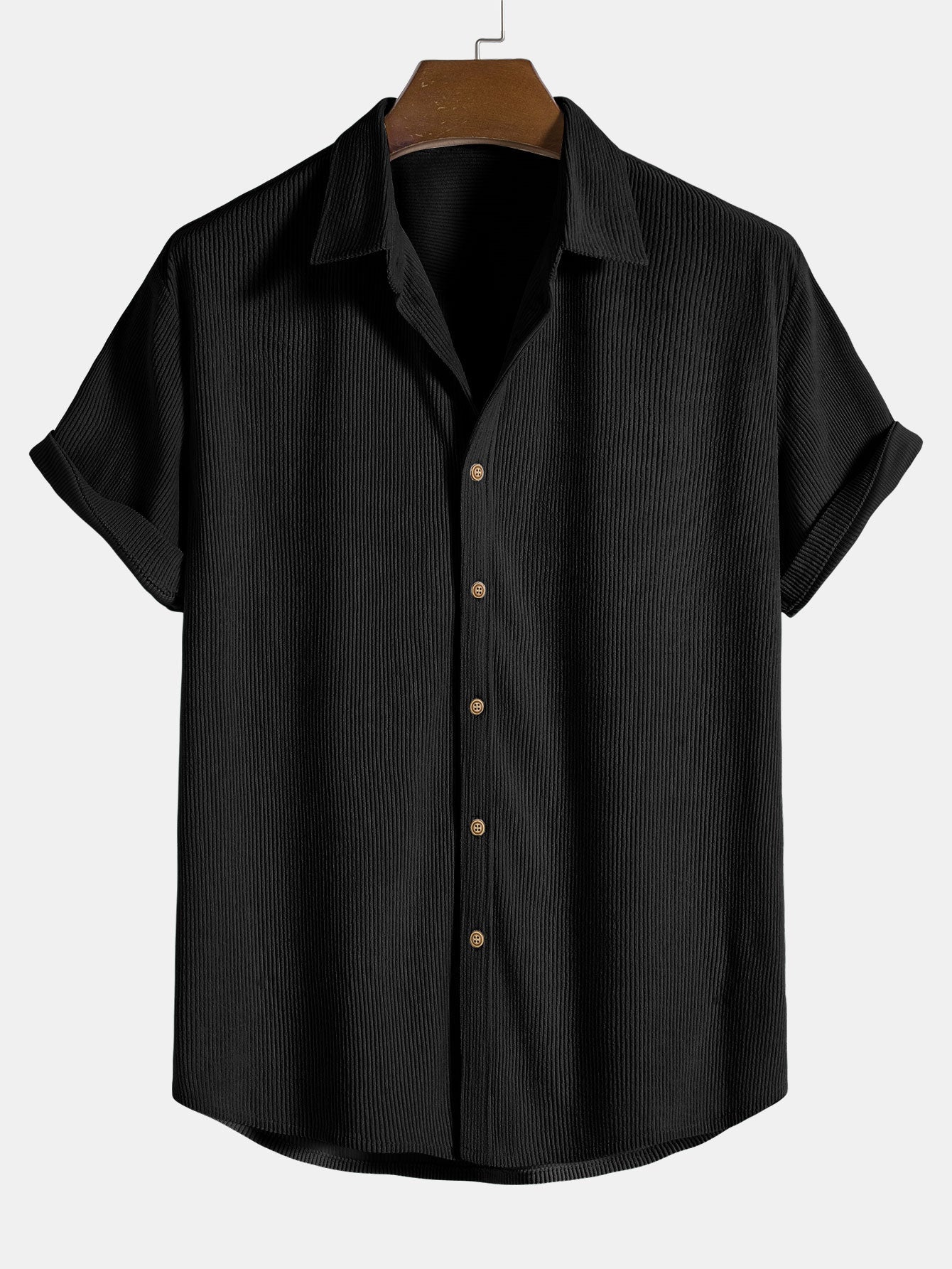 Corduroy Button Up Short Sleeved Shirt PLUSCLOTHESMAN