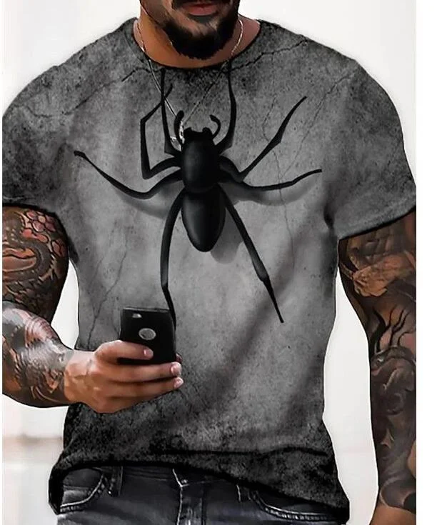 Spider 3D Printing Summer Retro Style T-shirt at Hiphopee