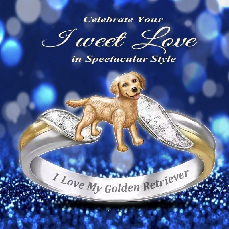 Crystal Dog Memorial Ring For Dog Lover