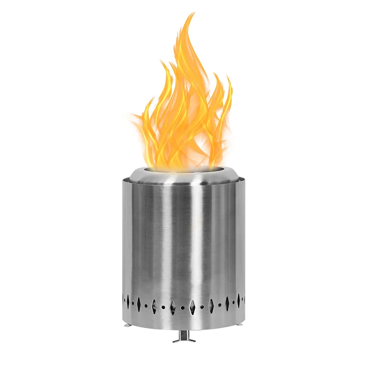 Bestier 5.1 in. x 7.68 in. Smokeless Fire Pit for Outside Stainless Steel Stove Outdoor Heating Fire Pit