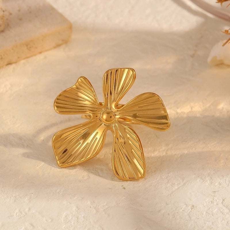 1 Piece Elegant Vintage Style Classic Style Irregular Circle Flower 304 Stainless Steel Open Rings