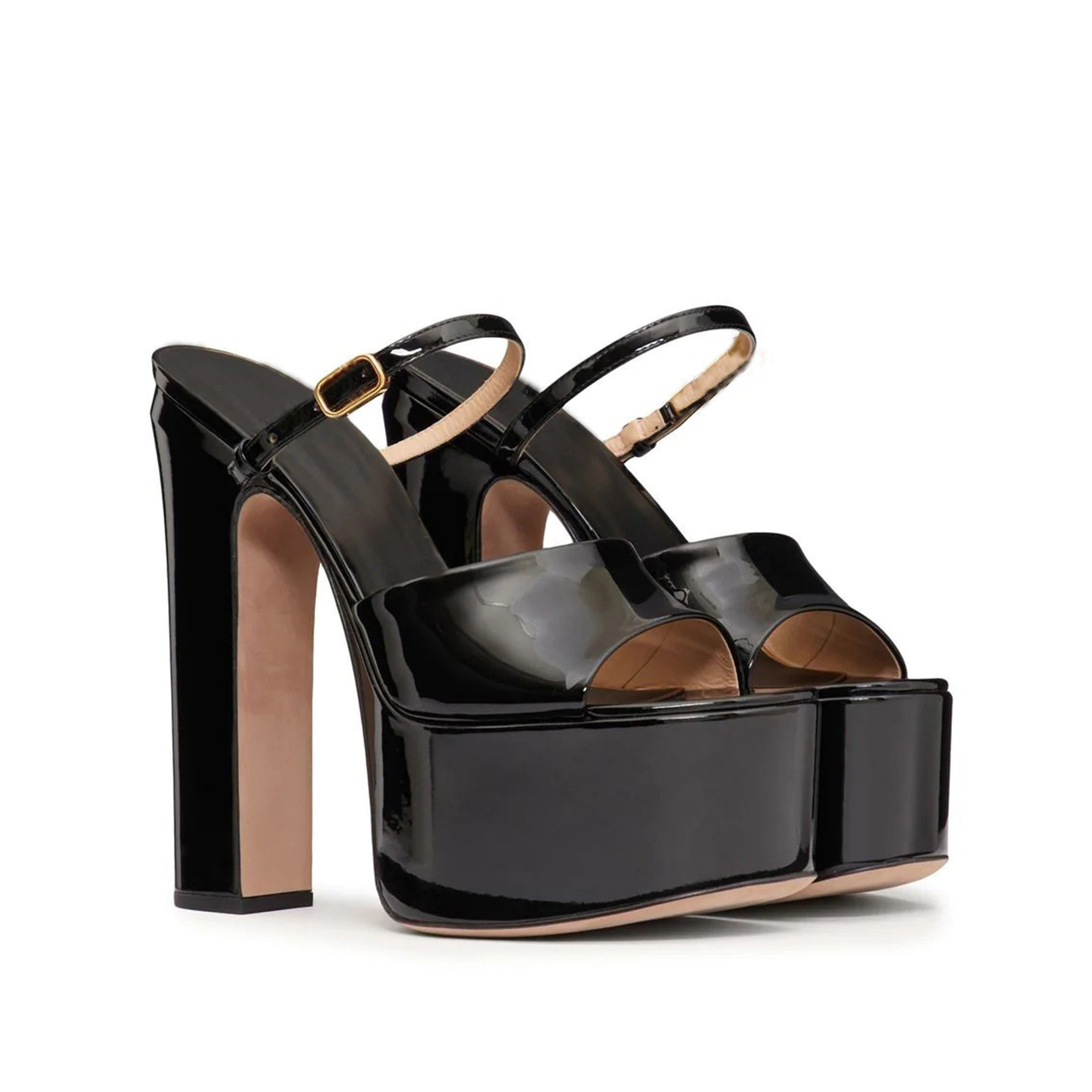 150mm Thick heel round toe buckle waterproof platform open toe one-strap sandals high heel sandals-MERUMOTE