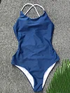 Backless Plain One-Piece Swimwear