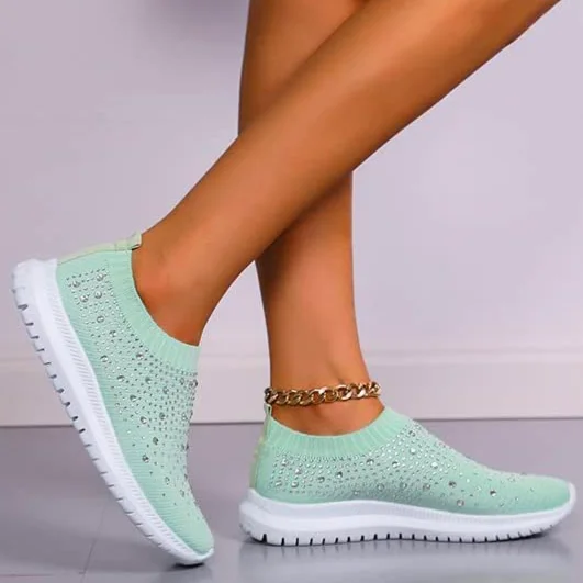 Women's Crystal Breathable Orthopedic Arch Support Slip-On Walking Sneakers Shoes