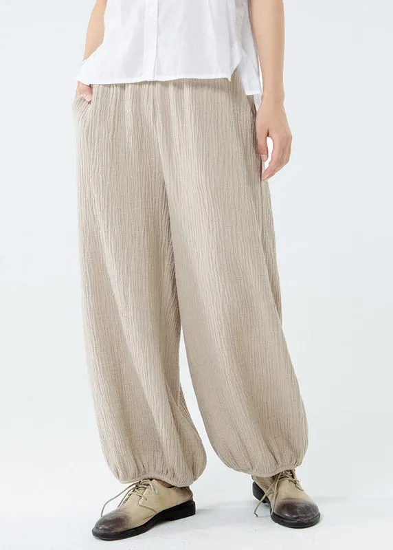 Loose Cotton Linen Comfy Solid Color Lantern Pants