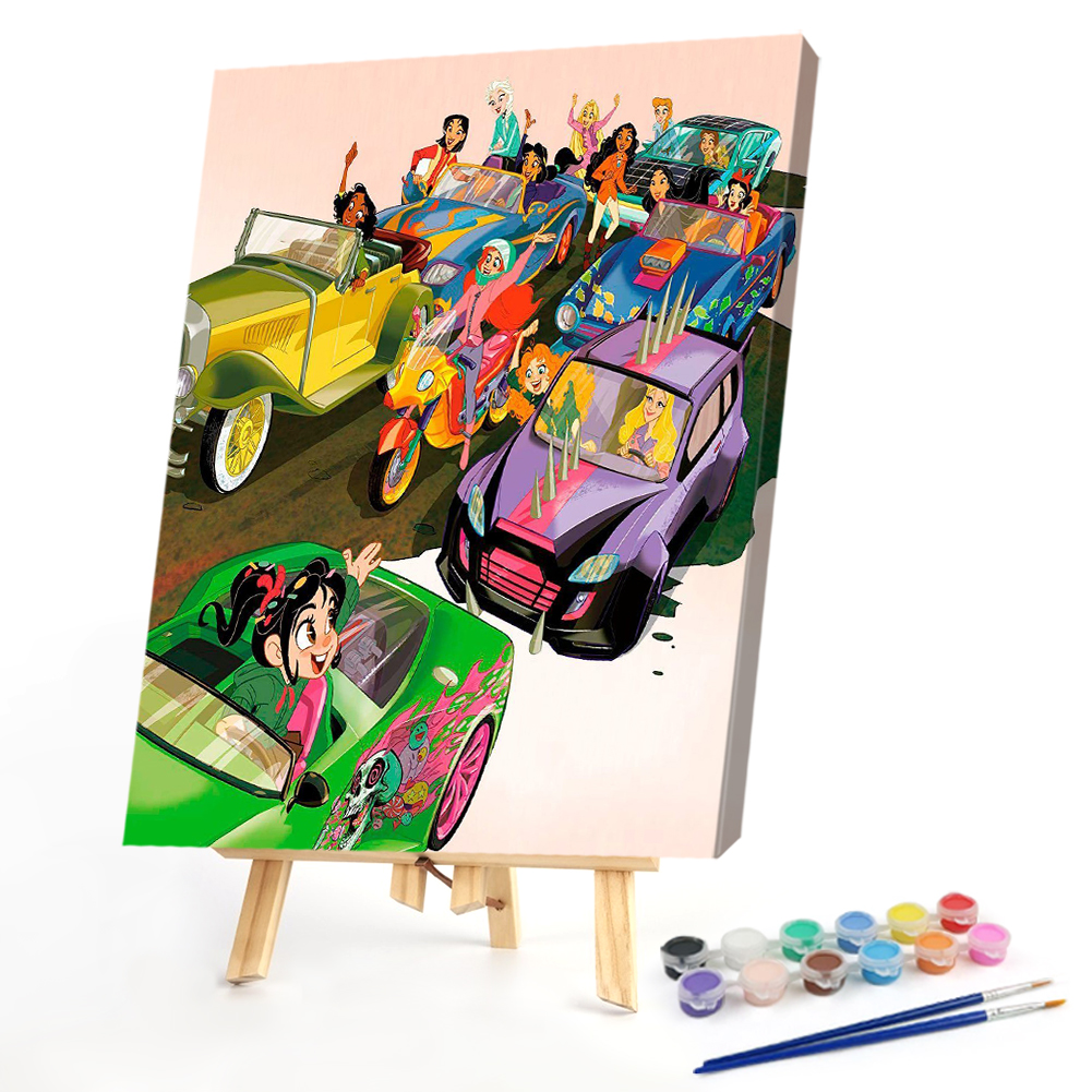 

40*50CM - Paint By Numbers - Princess With Car, 501 Original