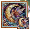 Colorful Butterfly Fairy And Moon-11CT Stamped Cross Stitch 45*45cm(glass painting cross stitch)