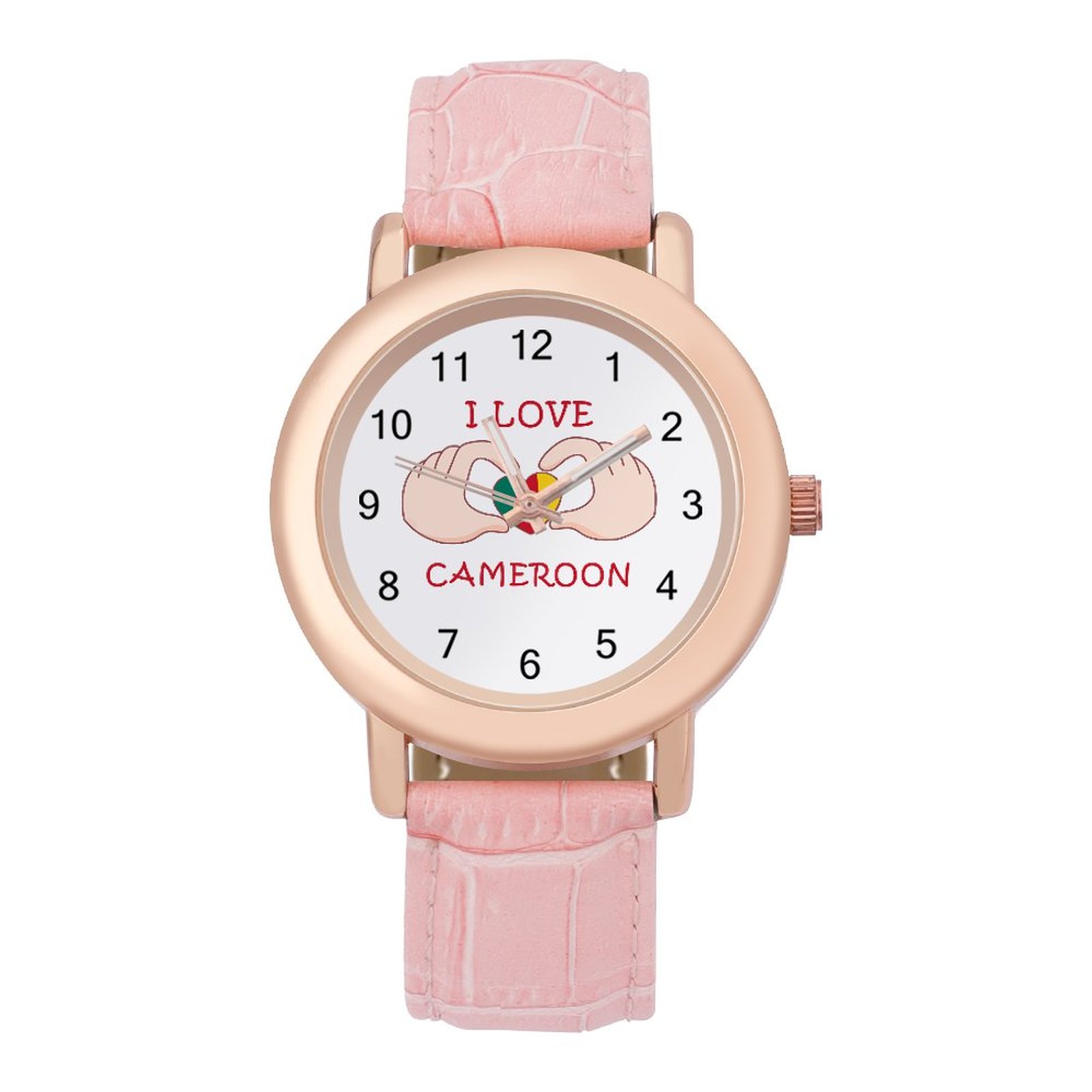 I Love Cameroon Women's Easy Reader Leather Strap Watch