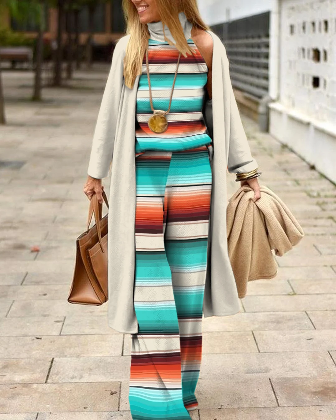 Herringbone Sweater Three-Piece Suit 9d6b