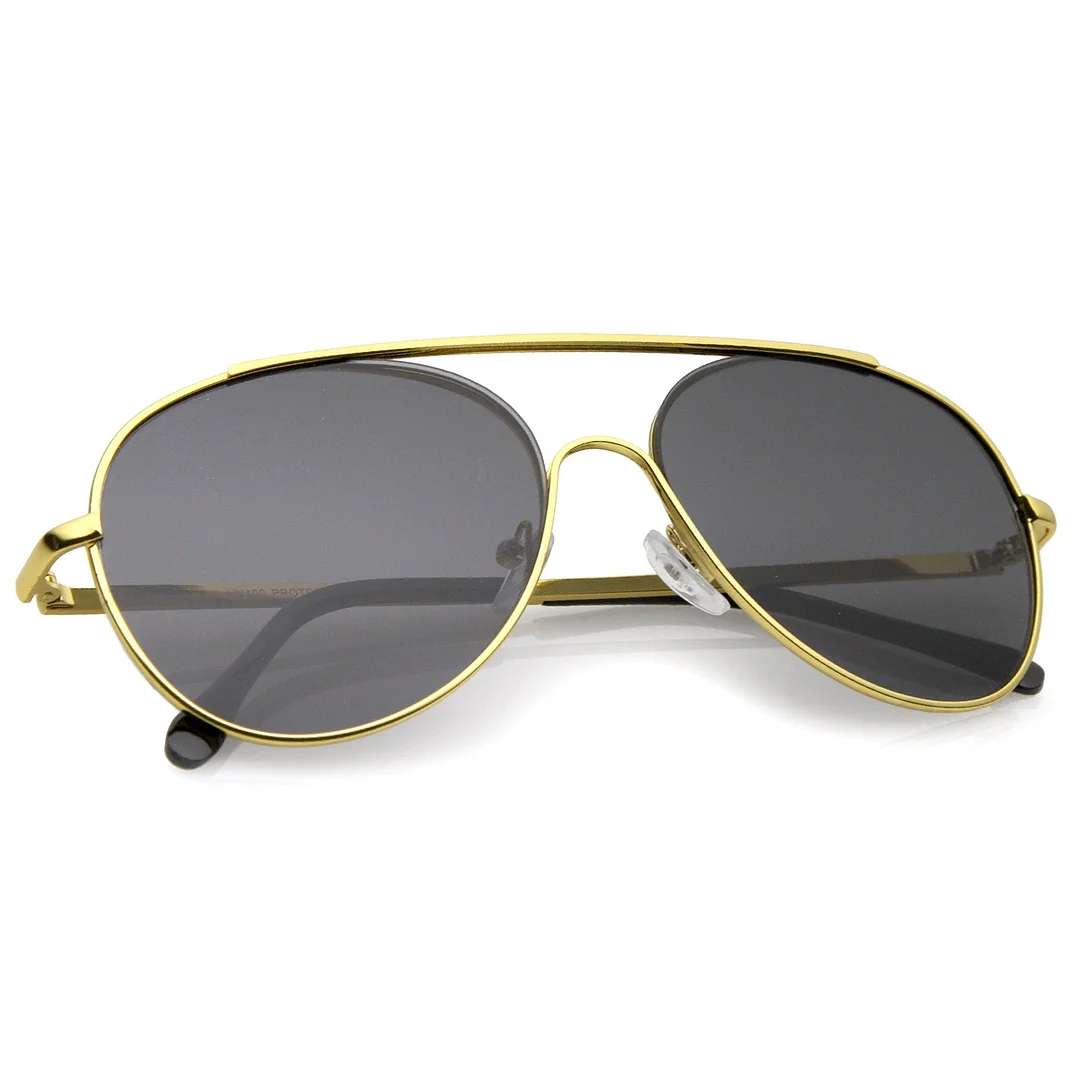 Classic Brow Bar Semi-Rimless Lens Aviator glasses 57mm