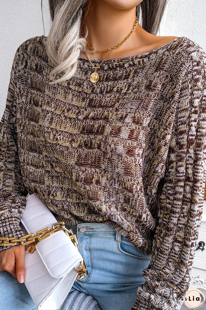 Cable Knit Wide Shoulder Short Length Sweaters Top
