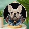 French Bulldog-DIY Embroidery Kits for Craft Lover Hand Stitch 30x30cm with 20cm Embroidery Hoop tapestrymarket