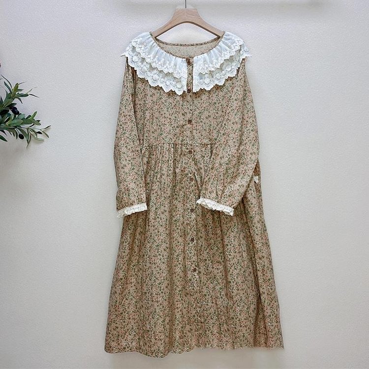 Loose Oversized Floral Cardigan Linen Dress - Modakawa Modakawa