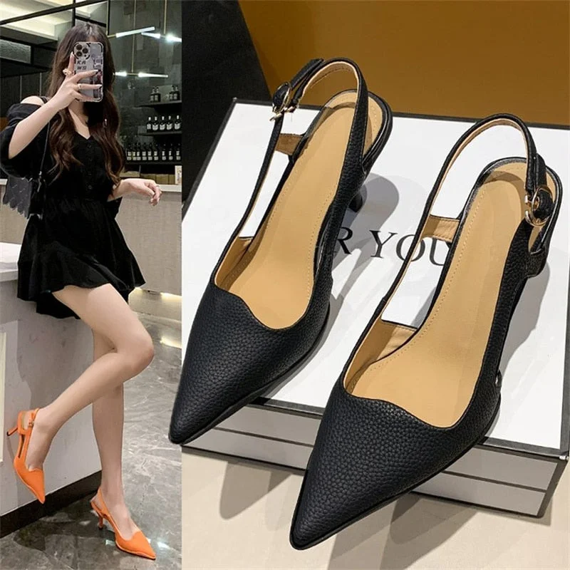 Women's 2022 summer new style sexy simple casual temperament sandals with pointed toe and stilettos  women shoes high heel