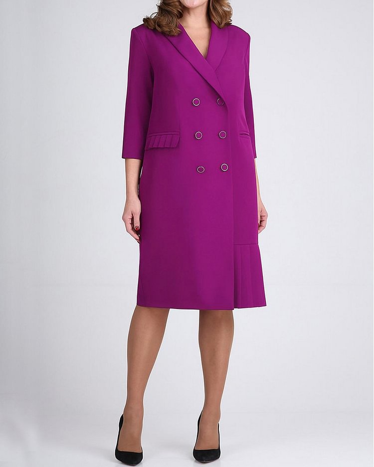 Shawl Collar Double-breasted Dress