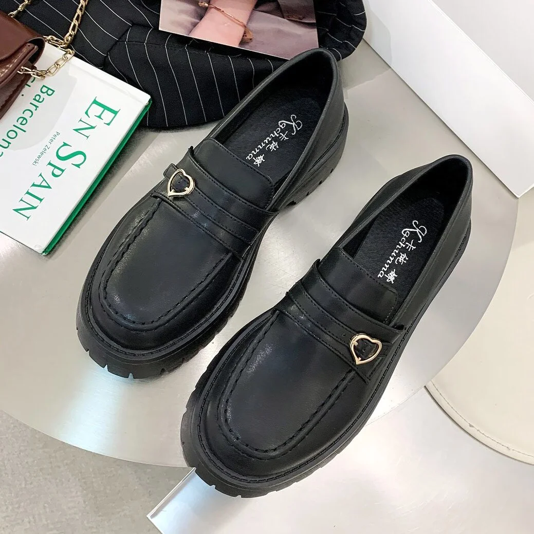 Qengg lolita Mary Jane shoes women Solid Loafers Zapatos De Mujer 2022 Casual Women Slip on Round Toe Platform Shoes low heels