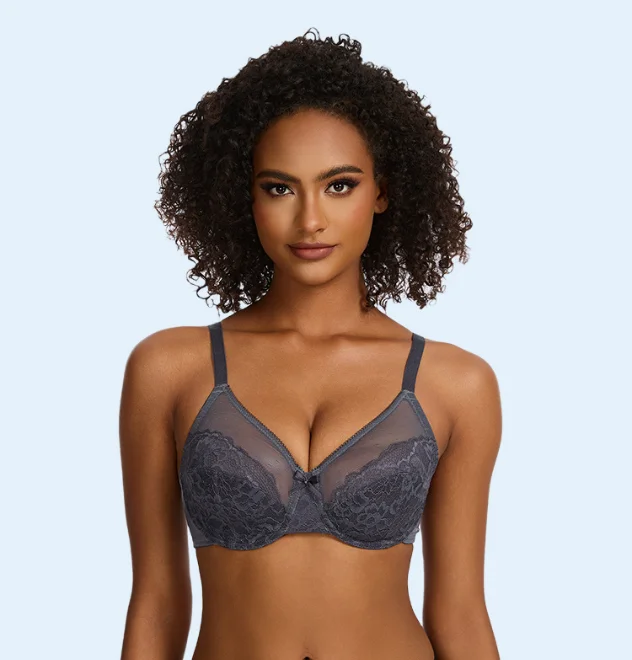 ✨ Enchante Floral Lace Plus Size Underwire Unlined Comfort Unpadded Full Coverage Bra