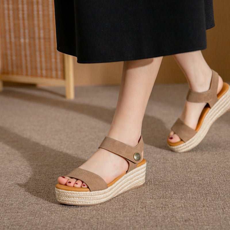  Summer Straw Platform Comfortable Simple Sandals