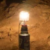 Lightweight Outdoor Gas Lantern Mini Camping Portable Aluminum Gas Lantern Hanging Glass Lamp Lighting Heating High Brightness Gas Lamp with Adapter and Hanging Chain