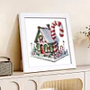 5D DIY Partial Special Shaped Drill Diamond Painting Xmas Candy House Kit With Frame Kit 18x18cm