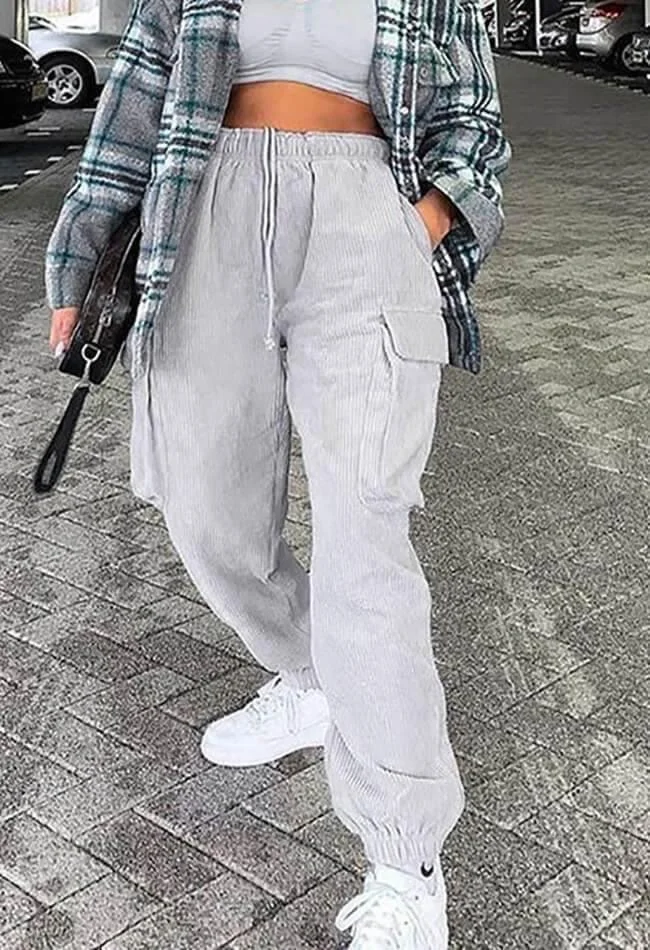 Brownm Pockets High Waist Jogger Pants