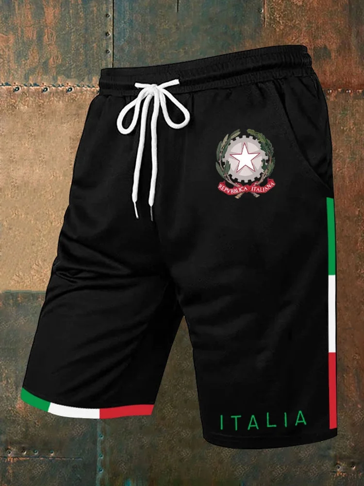 Pantaloni casual da uomo con stampe della bandiera italiana