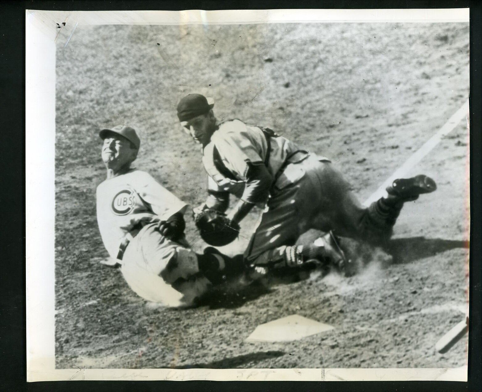 Stan Hack & Del Rice 1947 Press Photo Poster painting Chicago Cubs St. Louis Cardinals