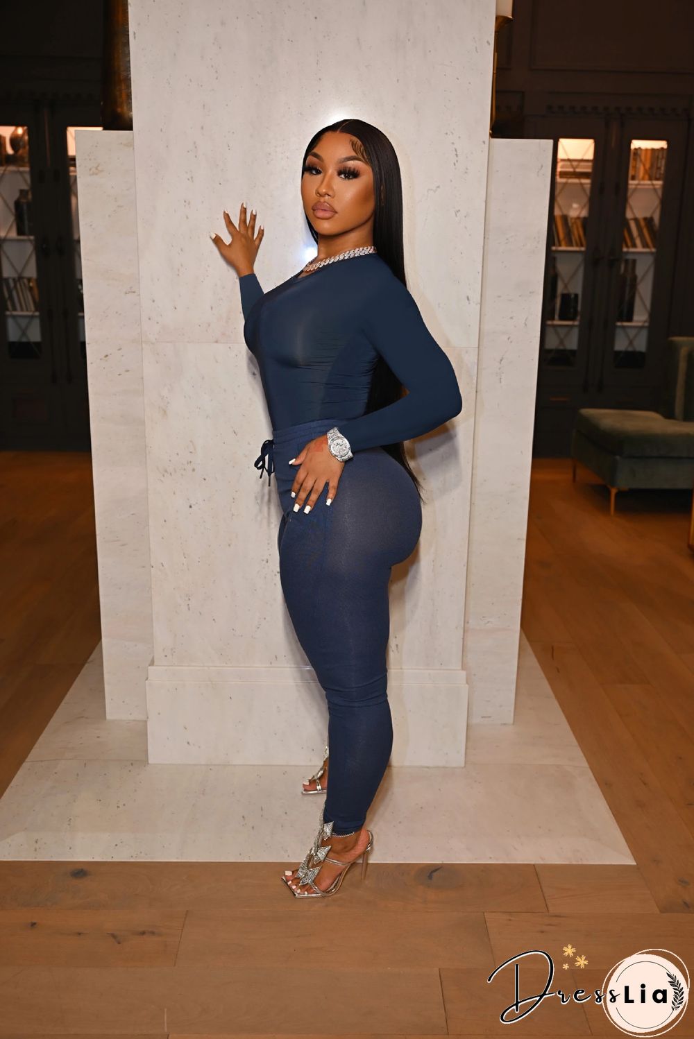 Solid Long Sleeve T Shirt Lace Up Pants Set