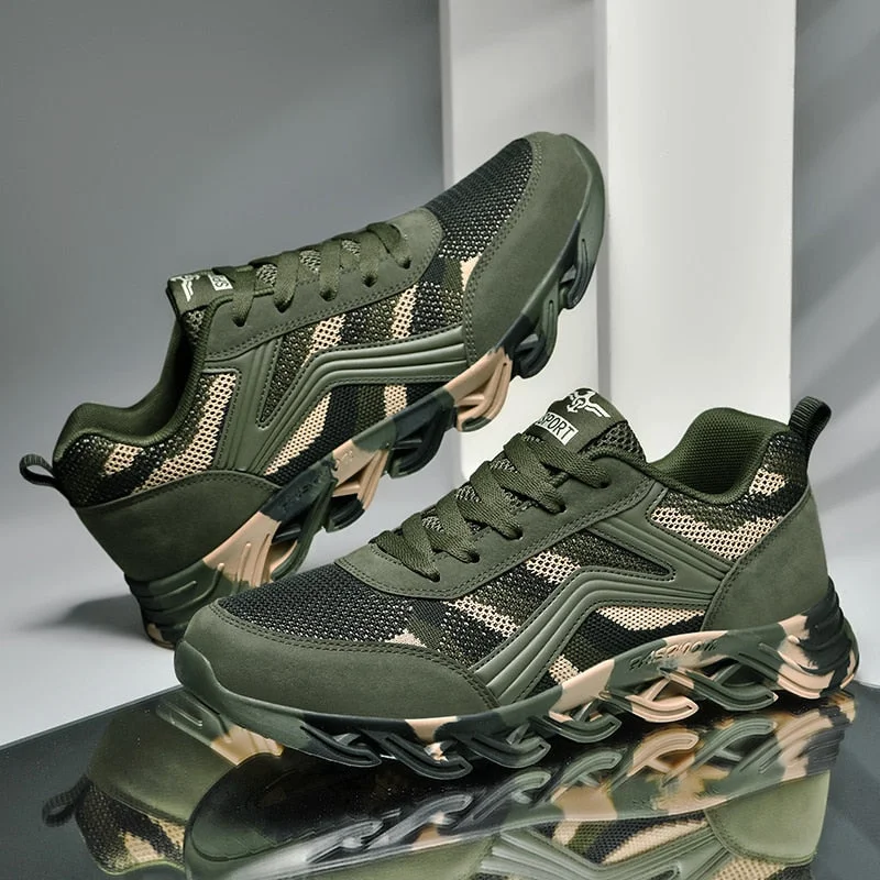 Camouflage 2021 New Summer Men Mesh Lace-Up Sports Shoes Fashion Outdoor Casual Shoes Light Breathable Running Sneaker Big Size