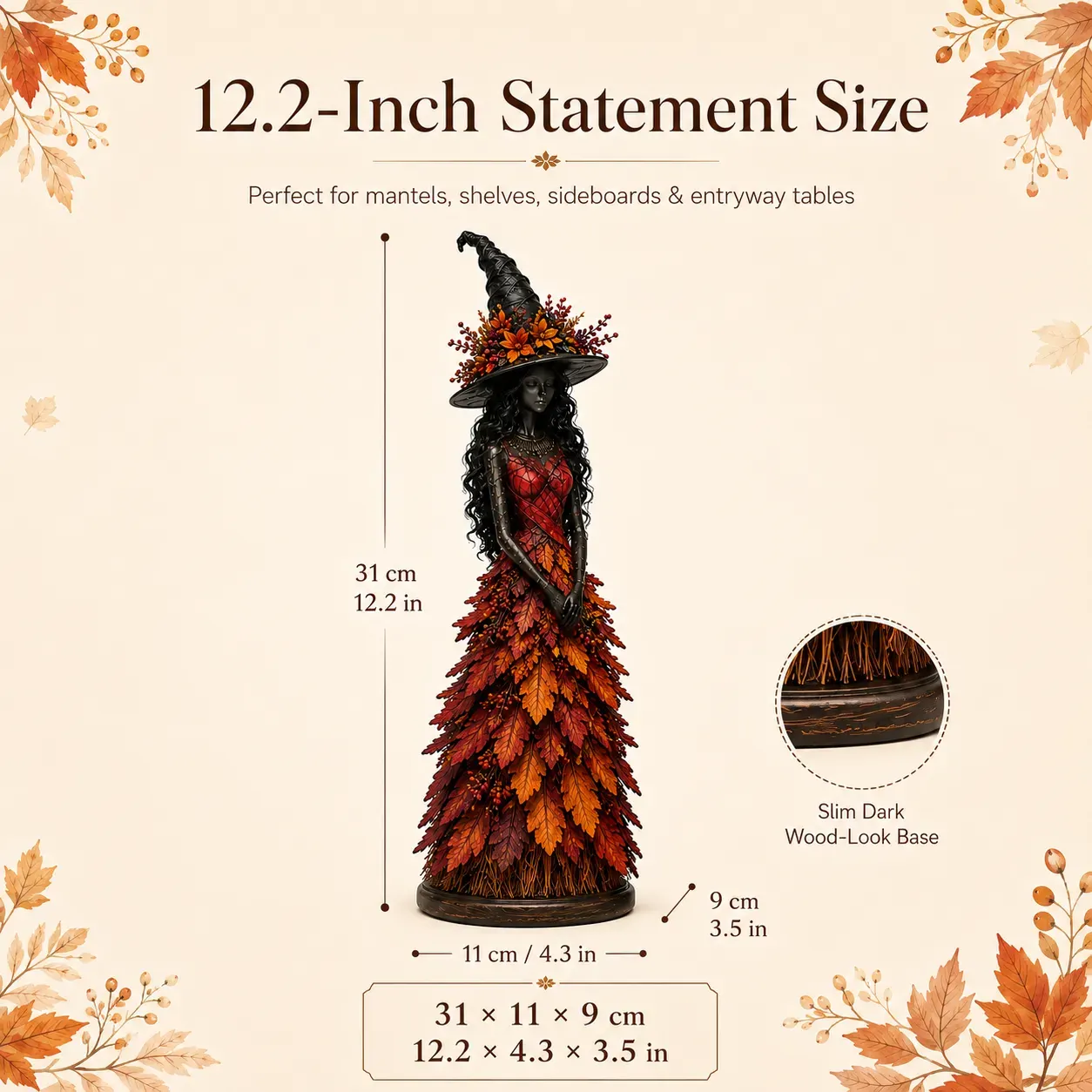 Autumn witch figurine gift idea for Halloween decor lovers