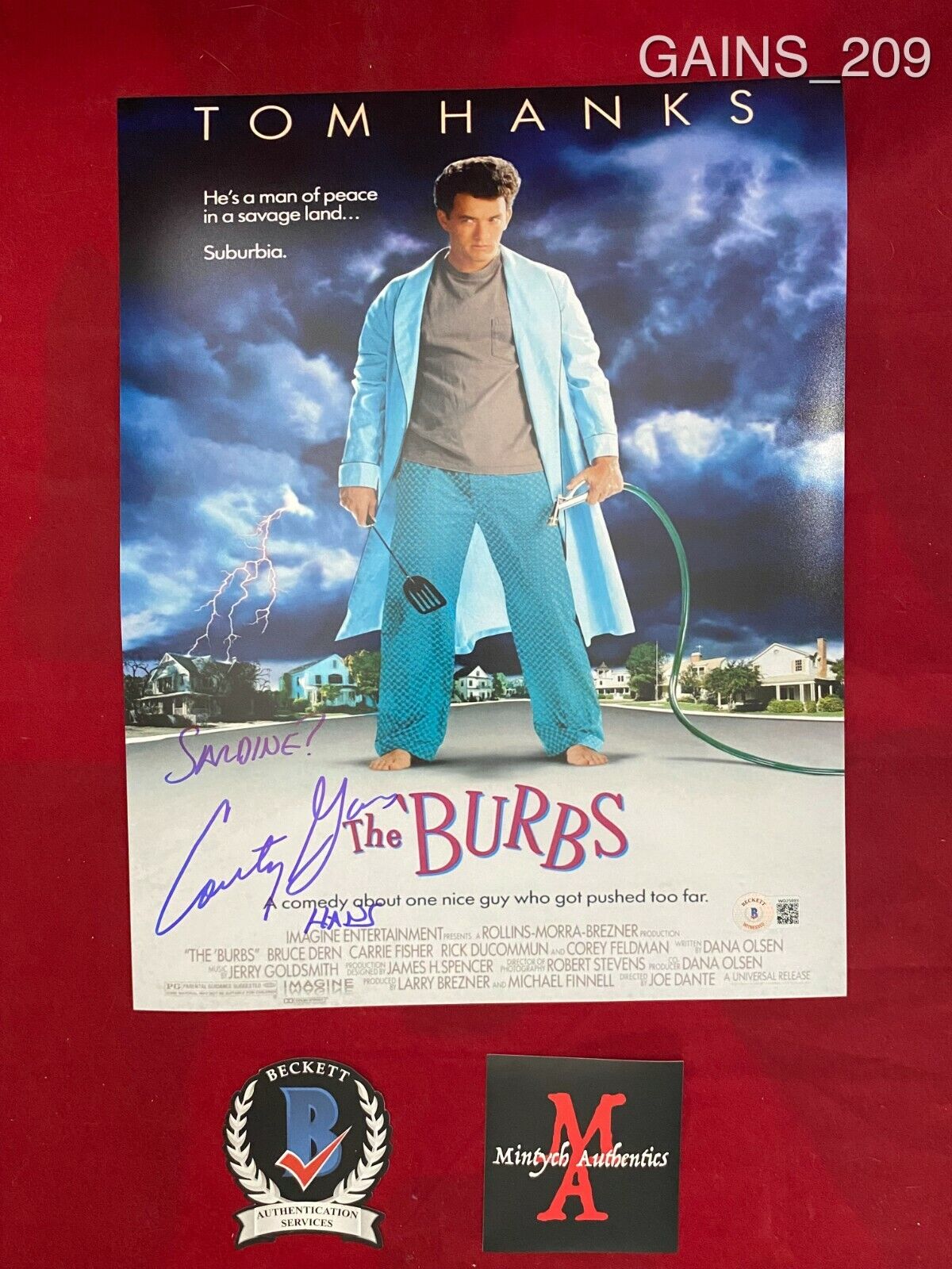 COURTNEY GAINS AUTOGRAPHED SIGNED 11x14 Photo Poster painting! THE BURBS! BECKETT COA! HANS!