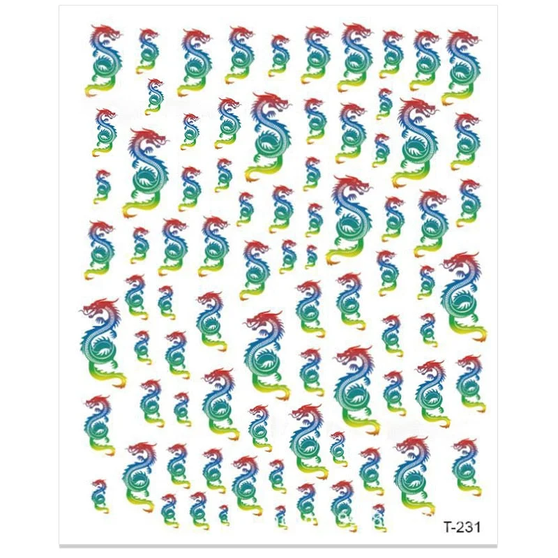 Colorful Gold Green 3D Snake Design Stickers Dragon Women Love Nail Art Slider Gel Polish Decal Decoration For Nail Manicures