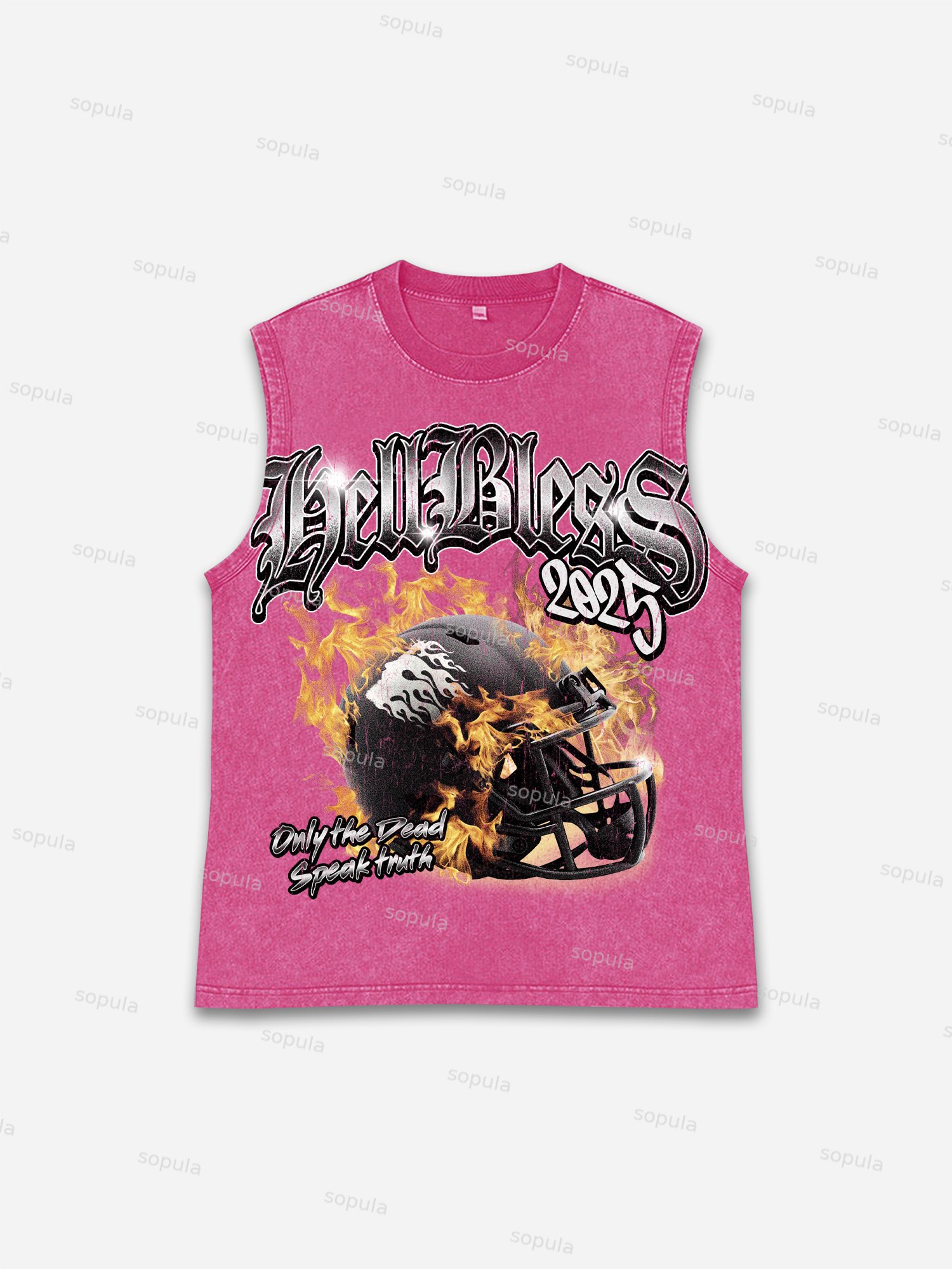 Hellbless Flame Rugby Helmet Vintage Old Graphic Tank Top - SOPULA
