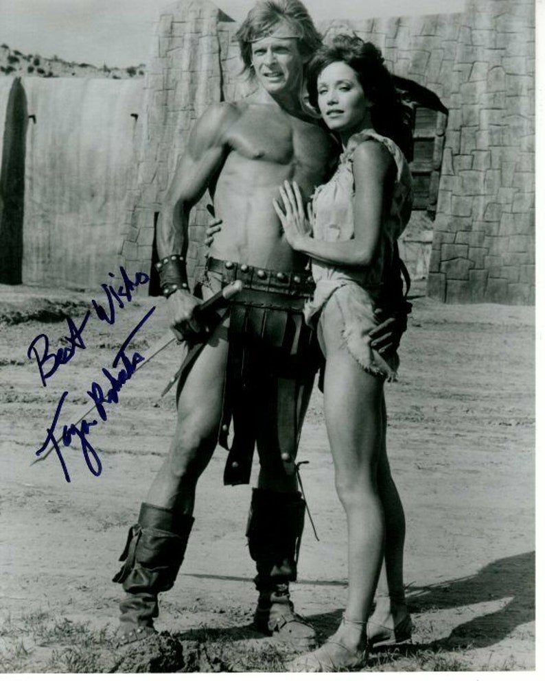 Tanya roberts signed autographed the beastmaster w marc singer Photo Poster painting