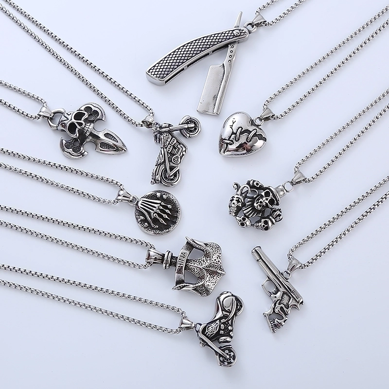 Retro Punk Pistol Heart Shape 304 Stainless Steel No Inlaid Men’S Pendant Necklace