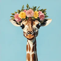 Floral Giraffe - Diamond Painting