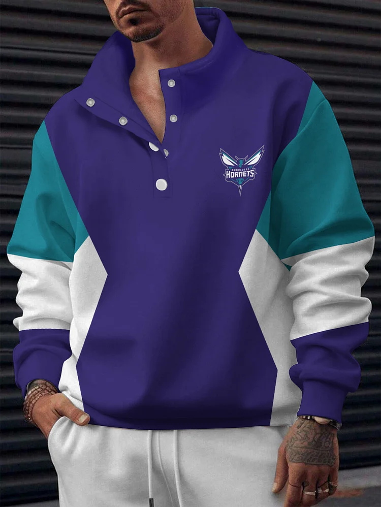 Charlotte Hornets 2025 New Design Casual Snap Mockneck Pullover