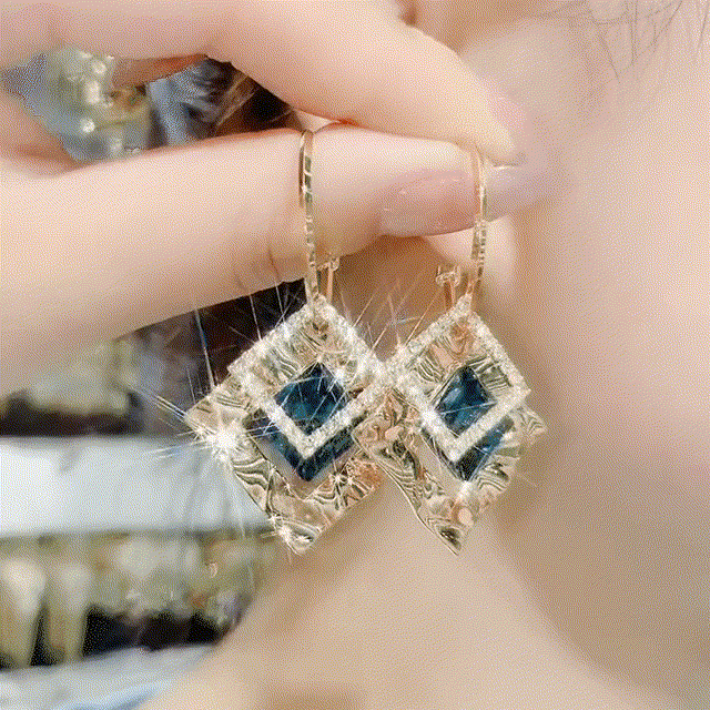 Geometric square zircon earrings