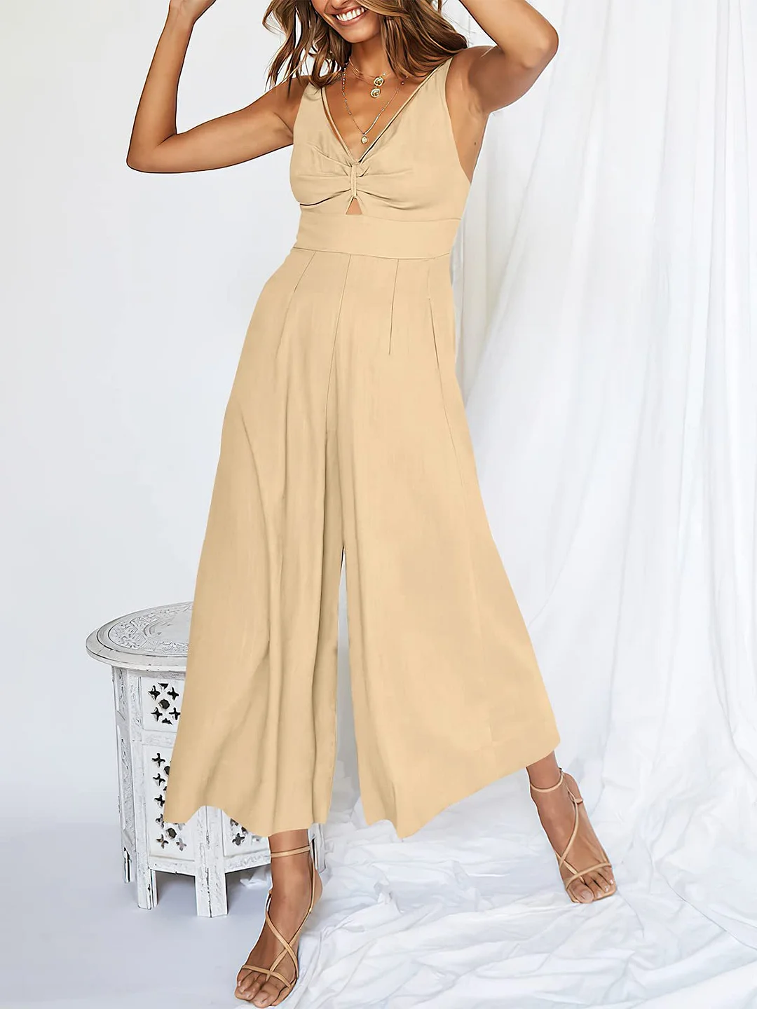 V Neck Cutout High-Waist Jumpsuits(Buy 2 free shipping)